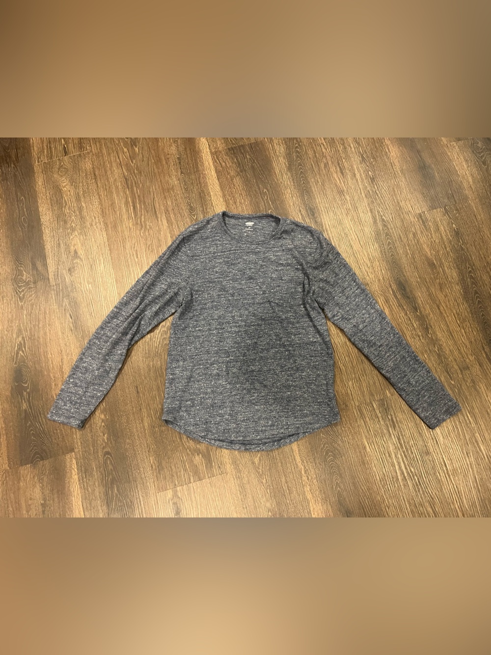 Old Navy Heathered Dark Gray Long Sleeve Crewneck Tee